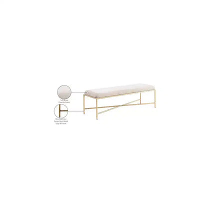 Panca imbottita in tessuto ciniglia, beige/crema, 1 posto, rettangolare