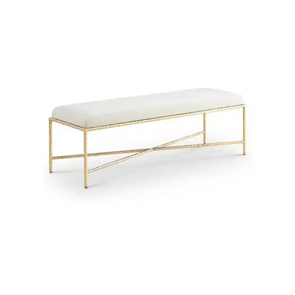 Panca imbottita in tessuto ciniglia, beige/crema, 1 posto, rettangolare