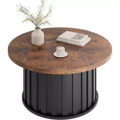 Tavolino da caffè rotondo, grigio / colore retrò, stile fungo scanalato, per 1 persona