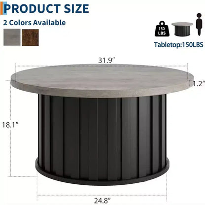 Tavolino da caffè rotondo, grigio / colore retrò, stile fungo scanalato, per 1 persona