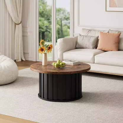 Tavolino da caffè rotondo, grigio / colore retrò, stile fungo scanalato, per 1 persona