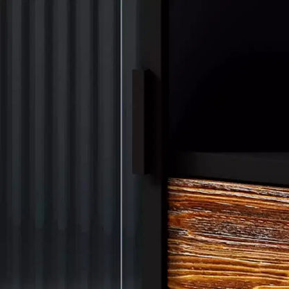 Mobile TV moderno marrone – Legno di abete e ferro, adatto per TV fino a 55", assemblaggio in 1 persona