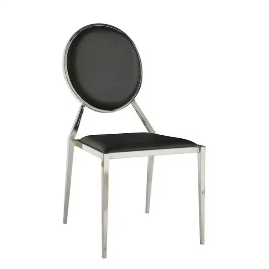 Sedia da pranzo imbottita con schienale tondo nero, set da 4