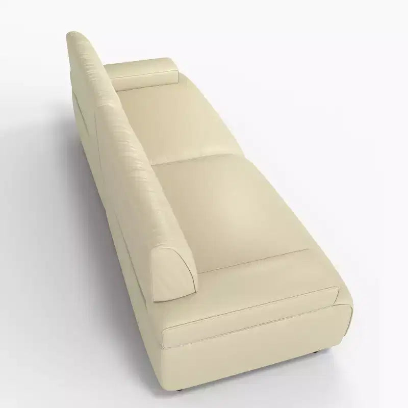 Divano a 3 posti in pelle marrone/bianco sporco con struttura in legno