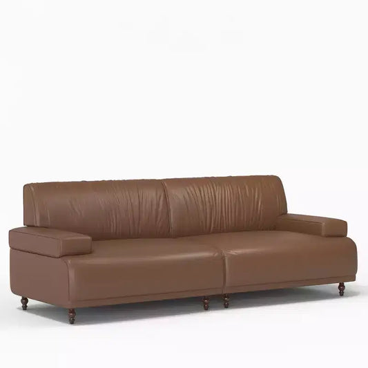 Gaoyangjiaju 86.4 Inch Leather Sofa with Solid Wood Frame