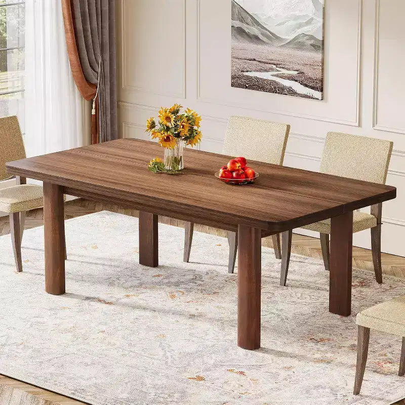 Tavolo da pranzo rettangolare in legno stile rustico, 4-6 posti