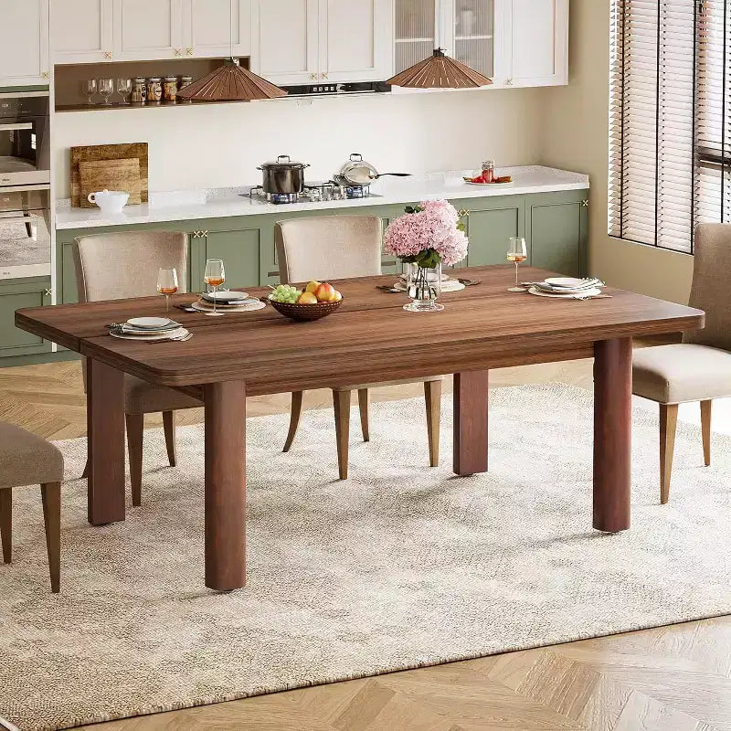 Tavolo da pranzo rettangolare in legno stile rustico, 4-6 posti