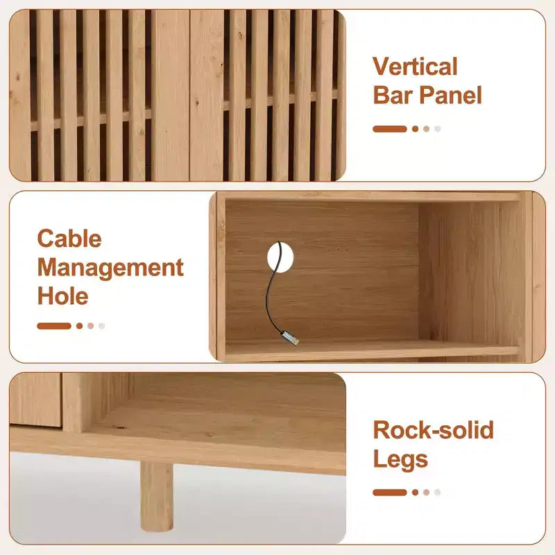 Mobile TV a 3 pezzi colore noce/legno con librerie per TV fino a 70", montaggio da 1 persona