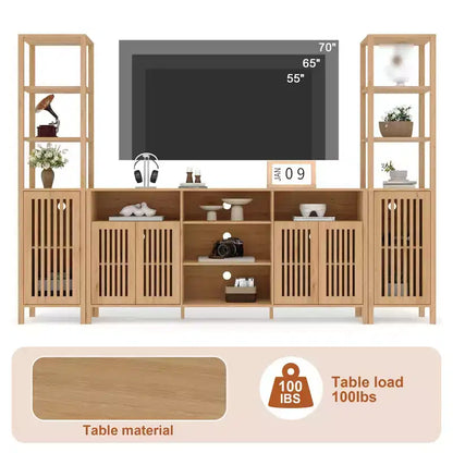 Mobile TV a 3 pezzi colore noce/legno con librerie per TV fino a 70", montaggio da 1 persona