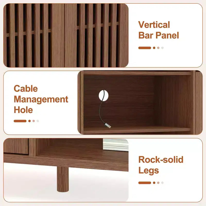 Mobile TV a 3 pezzi colore noce/legno con librerie per TV fino a 70", montaggio da 1 persona