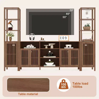 Mobile TV a 3 pezzi colore noce/legno con librerie per TV fino a 70", montaggio da 1 persona