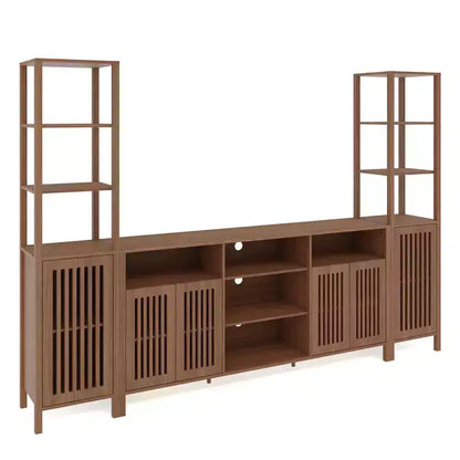 Mobile TV a 3 pezzi colore noce/legno con librerie per TV fino a 70", montaggio da 1 persona