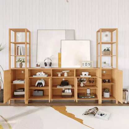 Mobile TV a 3 pezzi colore noce/legno con librerie per TV fino a 70", montaggio da 1 persona