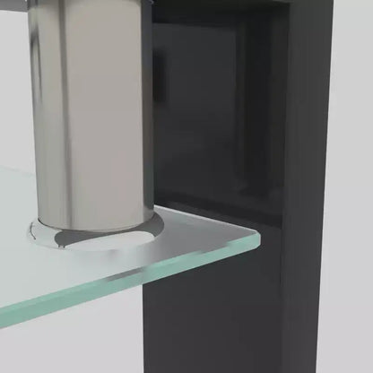 Tavolino da Caffè Rettangolare con Ripiano in Vetro Temperato Nero/Trasparente e Ferro, 1 pezzo