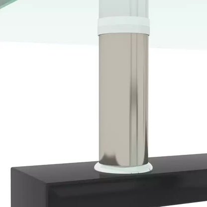 Tavolino da Caffè Rettangolare con Ripiano in Vetro Temperato Nero/Trasparente e Ferro, 1 pezzo