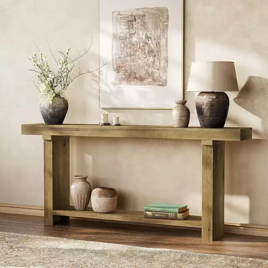 Tribesigns 70.9Solid Wood Console Table, Farmhouse Entryway Accent Table for Living Room, Entrance, Hallway, Foyer, Dark Brown