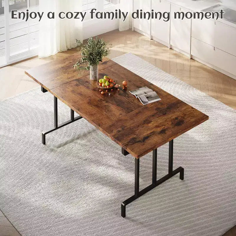 Tavolo da pranzo rettangolare in ferro nero + grigio/colori retrò, 6 posti a sedere