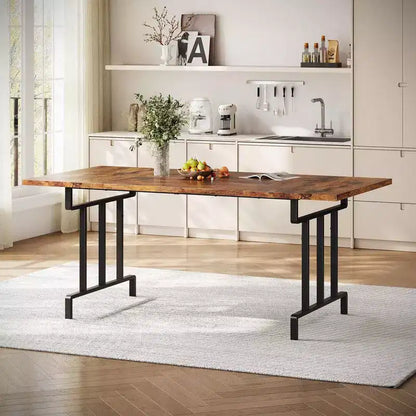 Tavolo da pranzo rettangolare in ferro nero + grigio/colori retrò, 6 posti a sedere