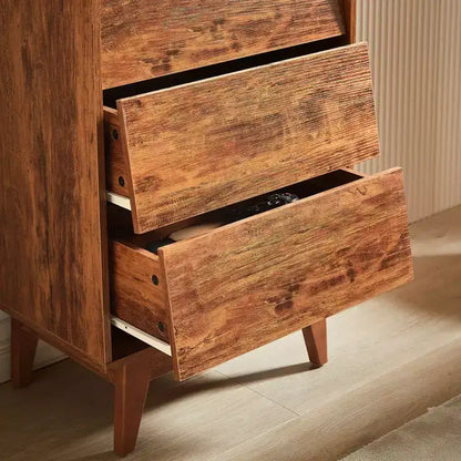 Cassettiera in legno, design smussato, Nera/Marrone, 4 cassetti / 6 cassetti