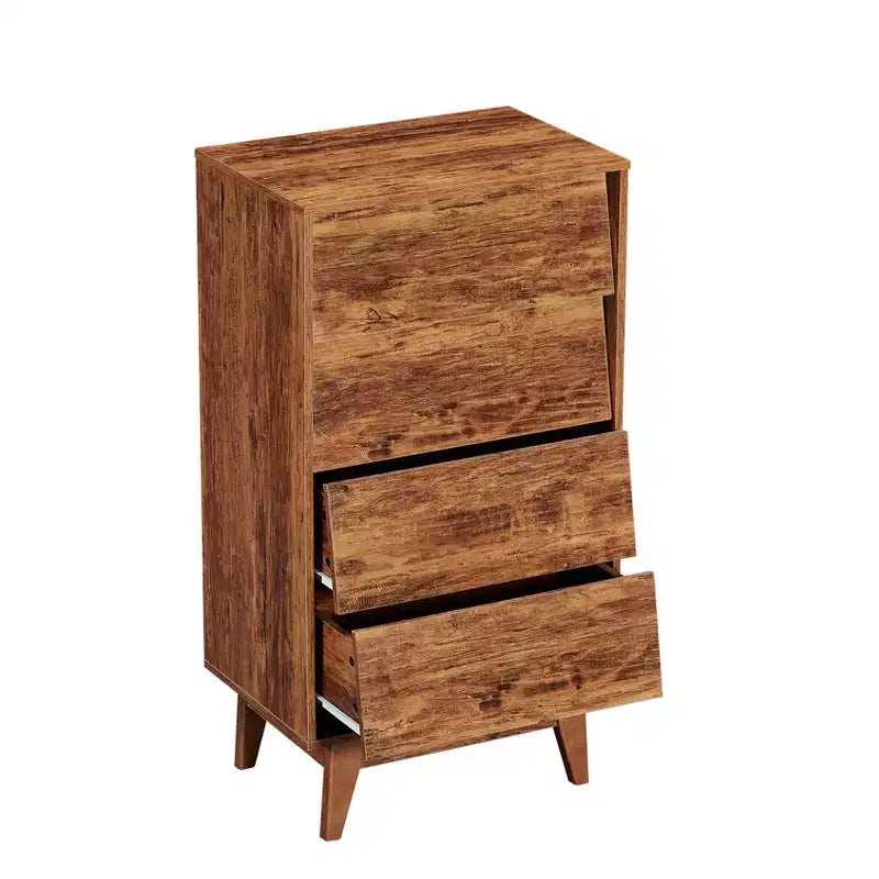 Cassettiera in legno, design smussato, Nera/Marrone, 4 cassetti / 6 cassetti