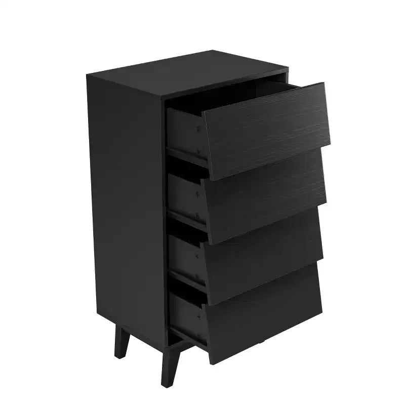 Cassettiera in legno, design smussato, Nera/Marrone, 4 cassetti / 6 cassetti