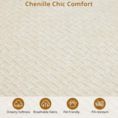 Divano componibile curvo in ciniglia beige/grigio/arancione con chaise longue, monoposto
