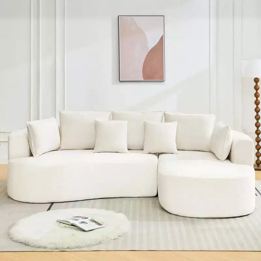GustoWave 106 Modern Curved Sectional Cloud Sofa with Chaise Lounge, Modular Chenille Fabric Sleeper Couch, No Assembly Required