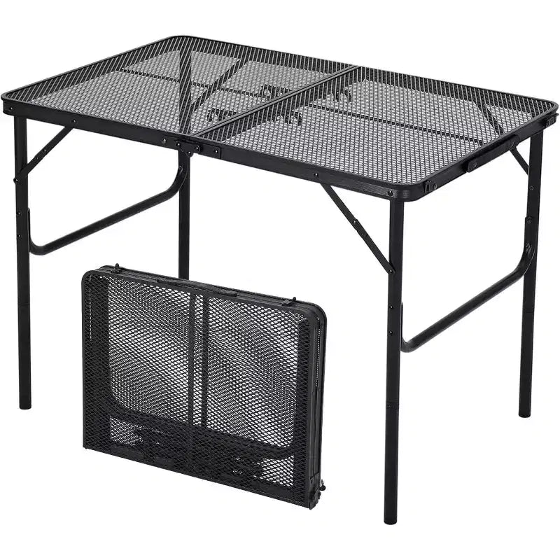 Tavolo da grill pieghevole quadrato nero, 2 persone, altezza regolabile