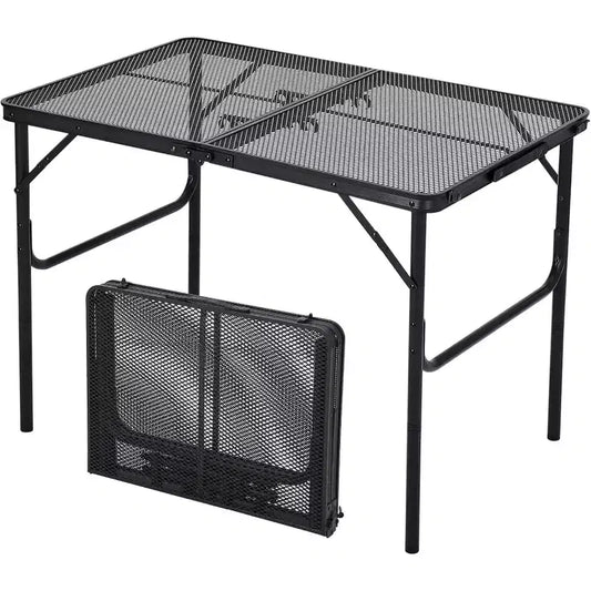 Tavolo da grill pieghevole quadrato nero, 2 persone, altezza regolabile