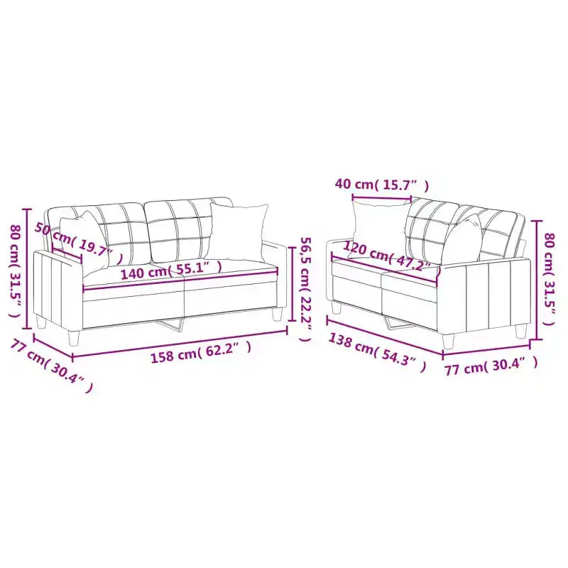 Set divani in similpelle antracite/nero – 4 posti