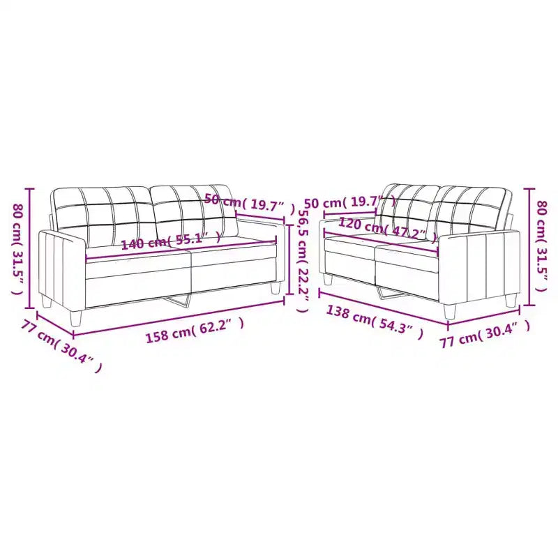 Set divani in similpelle antracite/nero – 4 posti