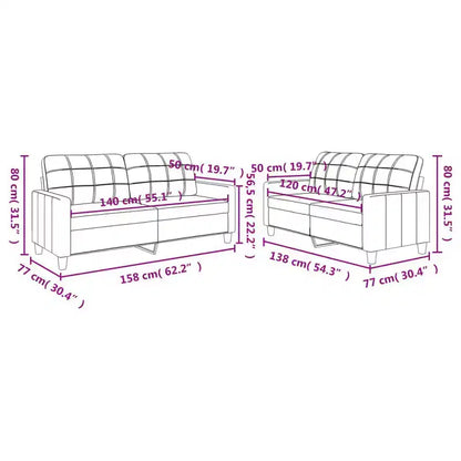 Set divani in similpelle antracite/nero – 4 posti