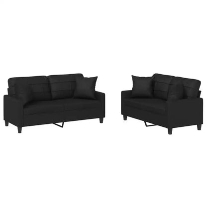 Set divani in similpelle antracite/nero – 4 posti
