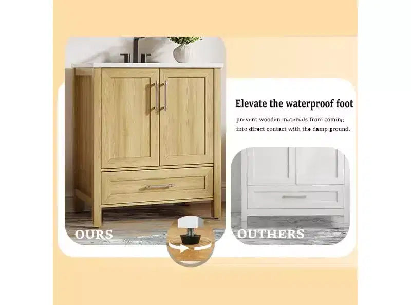 Mobile lavabo da bagno freestanding in verde chiaro/legno naturale/noce/bianco con lavello, 24"/30"/36", singolo