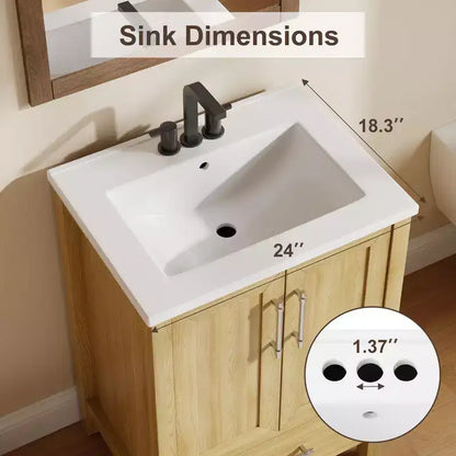 Mobile lavabo da bagno freestanding in verde chiaro/legno naturale/noce/bianco con lavello, 24"/30"/36", singolo