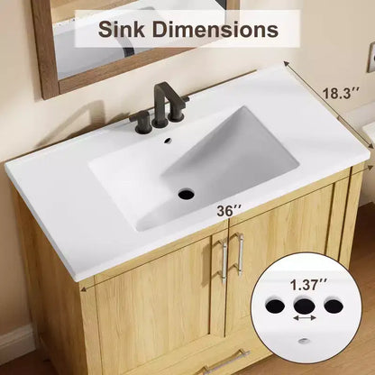 Mobile lavabo da bagno freestanding in verde chiaro/legno naturale/noce/bianco con lavello, 24"/30"/36", singolo