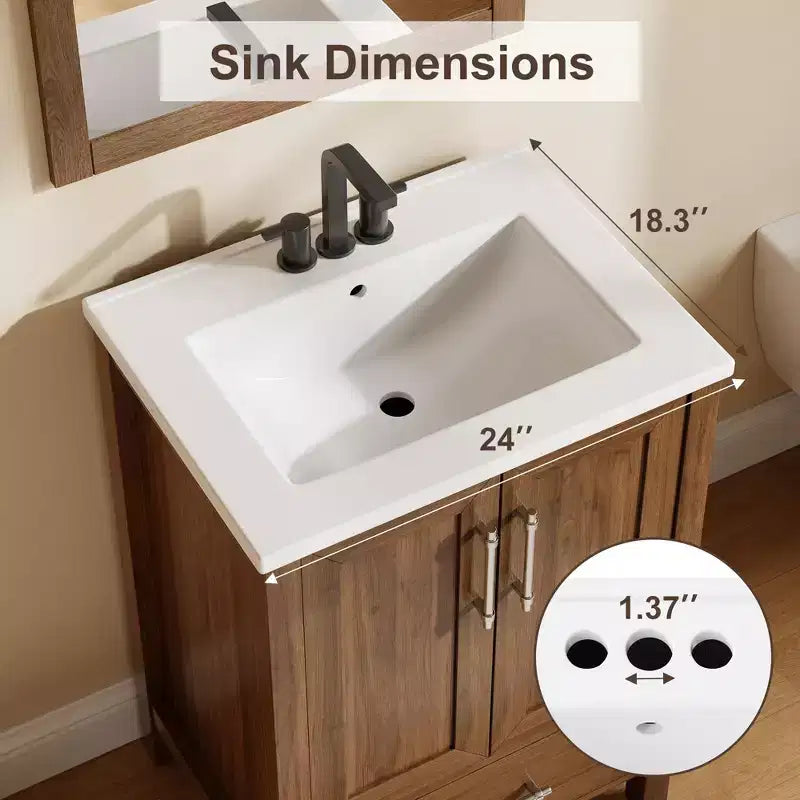 Mobile lavabo da bagno freestanding in verde chiaro/legno naturale/noce/bianco con lavello, 24"/30"/36", singolo