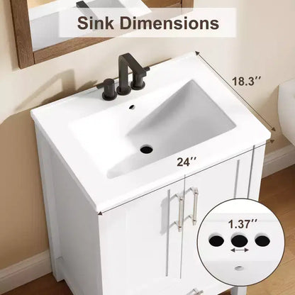Mobile lavabo da bagno freestanding in verde chiaro/legno naturale/noce/bianco con lavello, 24"/30"/36", singolo