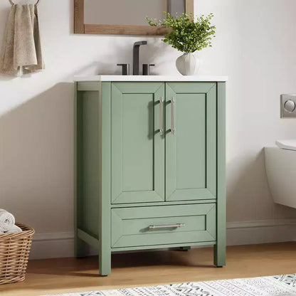 Small Bathroom Vanity with Sink Freestanding Bath Vanity Cabinet with Soft Closing Door Adjustable Storage Shelf Space Saving for Apartment