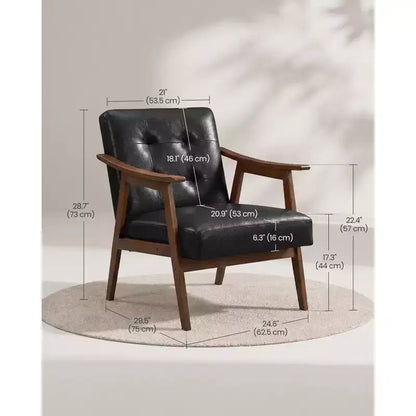 Poltrona imbottita in similpelle trapuntata beige/nero/marrone/bianco, stile Mid-Century, seduta singola