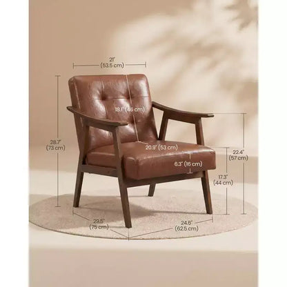 Poltrona imbottita in similpelle trapuntata beige/nero/marrone/bianco, stile Mid-Century, seduta singola