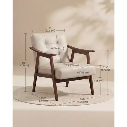 Poltrona imbottita in similpelle trapuntata beige/nero/marrone/bianco, stile Mid-Century, seduta singola