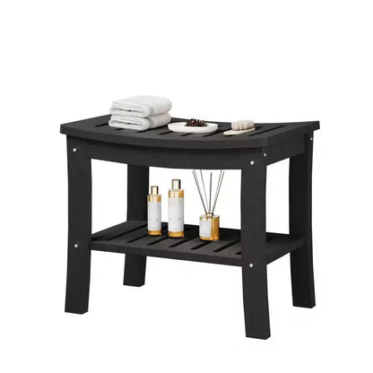 HDPE Waterproof Shower Bench with Storage Shelf, 400lb Capacity Heavy Duty Bathroom Stool and Bath Seat for Seniors & Shaving Legs