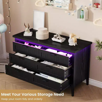 Cassettiera a 6 cassetti Nera / Marrone / Naturale / Bianca con Luce LED e Stazione di Ricarica, per 1 Persona