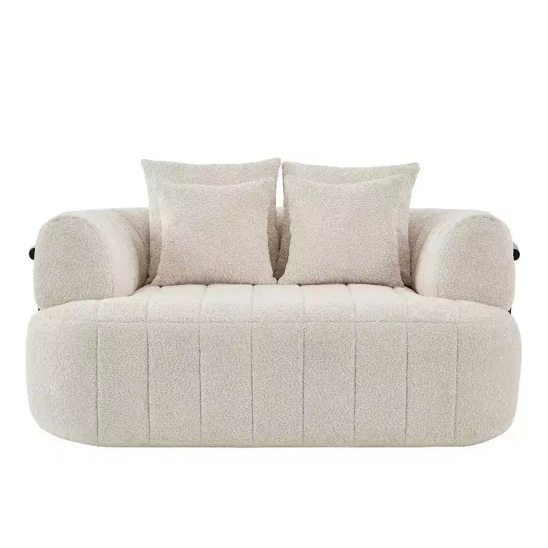 Chaise longue oversize in bouclé beige/kaki, 1 posto
