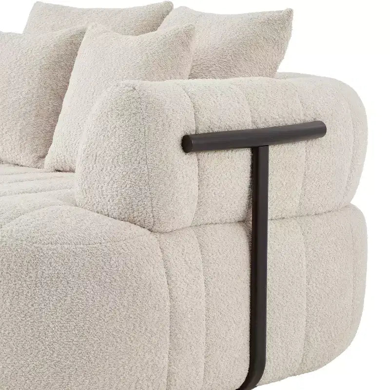 Chaise longue oversize in bouclé beige/kaki, 1 posto