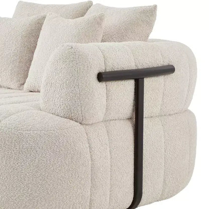 Chaise longue oversize in bouclé beige/kaki, 1 posto