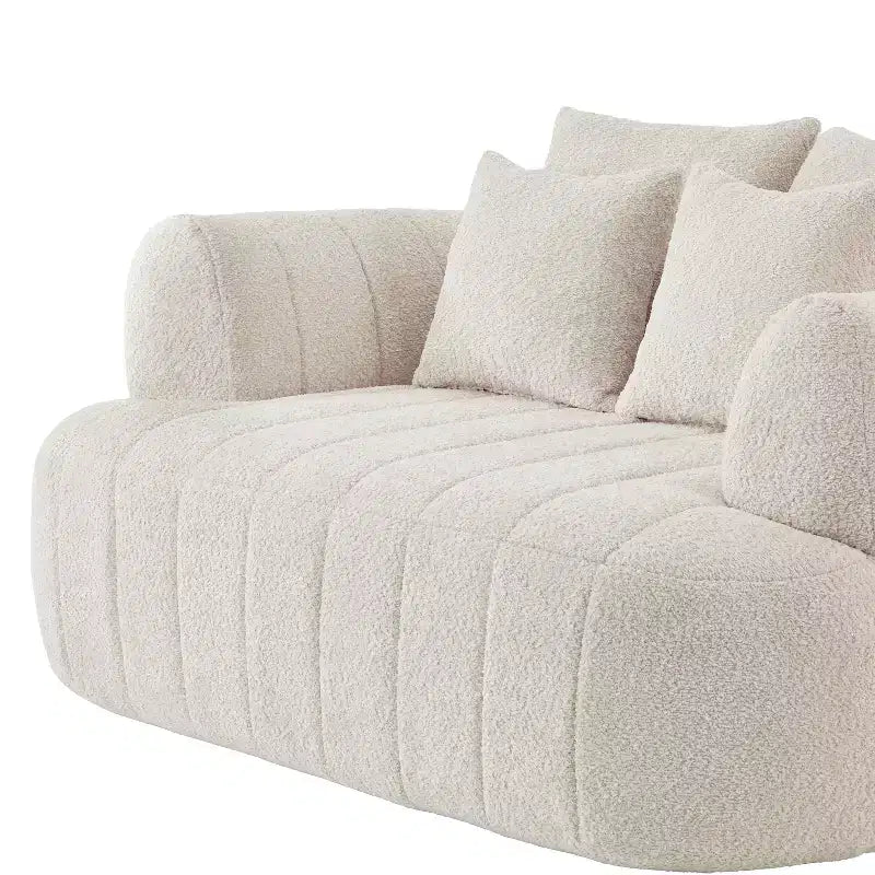 Chaise longue oversize in bouclé beige/kaki, 1 posto