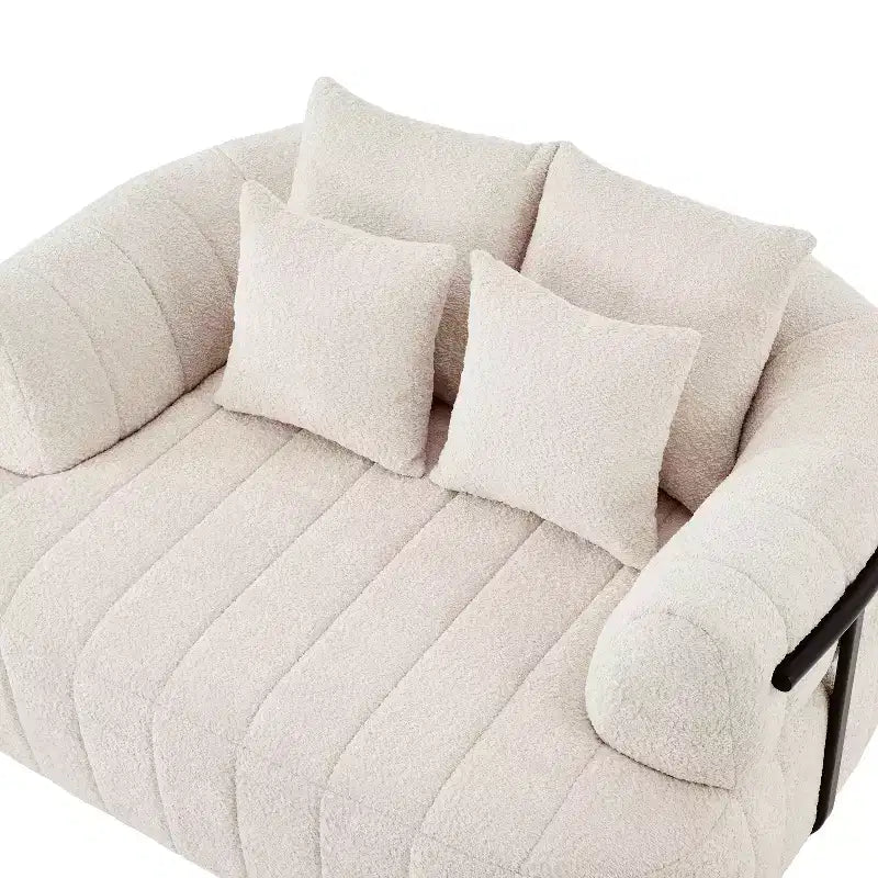 Chaise longue oversize in bouclé beige/kaki, 1 posto
