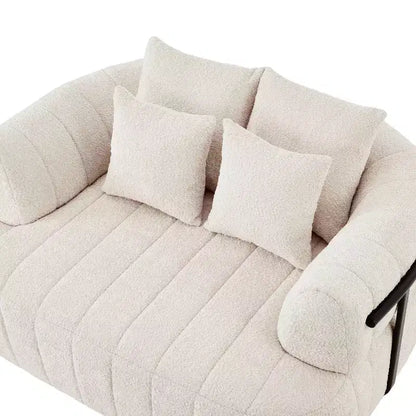 Chaise longue oversize in bouclé beige/kaki, 1 posto